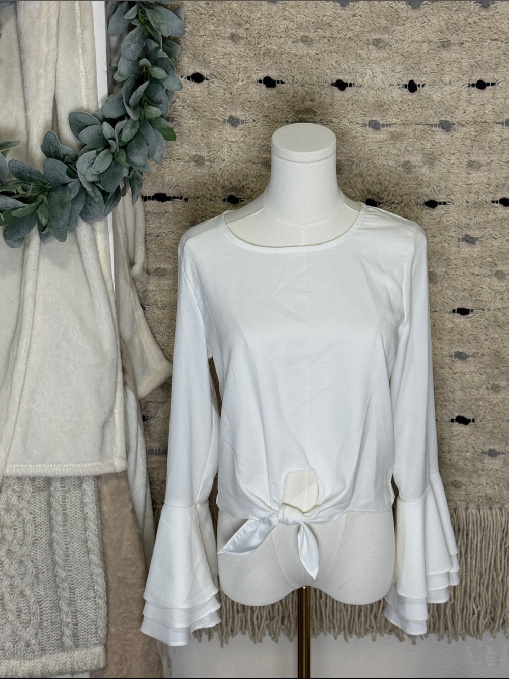 NWT LIKELY X ANTHROPOLOGIE Talcott white long sleeve Top size S